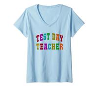 Mujer Rockstar Test Day Maestro Pruebas Bruh Math ELA Squad Camiseta Cuello V
