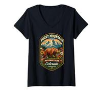Mujer Rocky Mountain National Park Colorado EST 1915 Camiseta Cuello V