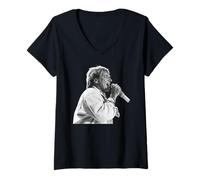 Mujer Rod Stewart Cantando Cada Latido de mi corazón Gira NEC 1986 Camiseta Cuello V