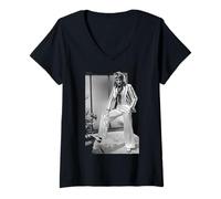 Mujer Rod Stewart se enfrenta a la Chaqueta de Rayas Cantante en 1975 Camiseta Cuello V