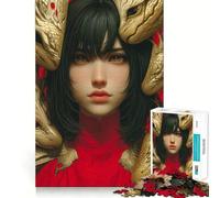 Mujer rodeada de Cabezas de dragón Doradas Rompecabezas de 1000 Piezas para Adolescentes Juego de Memoria y concentración Calidad Profesional Ideal para Recortar y Relajarse en Grupo (38x26cm)