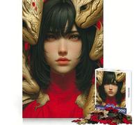 Mujer rodeada de Cabezas de dragón Doradas Rompecabezas para Adolescentes de 1000 Piezas Mejora la Memoria Relájate fácilmente navideño (38x52cm)