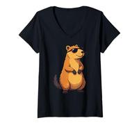 Mujer Rodents, Wild Animal Lovely Cute Capybara Camiseta Cuello V