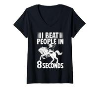 Mujer Rodeo Horse Riding I Beat People In 8 Seconds Cowboy Camiseta Cuello V