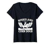 Mujer Rodeo Horse Riding Rodeo & Corn Dogs Cowboy Camiseta Cuello V