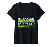 Mujer Rodilla biónica divertida recuperación cirugía de reemplazo de rodilla rota Camiseta Cuello V