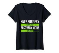 Mujer Rodilla biónica divertida recuperación cirugía de reemplazo de rodilla rota Camiseta Cuello V