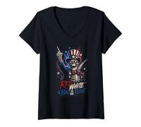 Mujer Rojo, Blanco y Malo hasta los Huesos Camiseta Cuello V