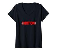Mujer Rojo Color Movimiento Antes de Emociones Gráfico Rojo Camiseta Cuello V