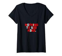 Mujer Rojo Color Nada Que Ver Aquí Gráfico Rojo Camiseta Cuello V