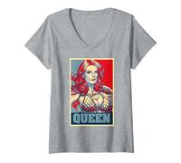 Mujer Rojo Sonja Frank Cho Propaganda Icono Redhead Cruzada Queens Camiseta Cuello V