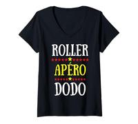 Mujer Roller Apéro Dodo Programme Vacances W nd Patins Sport Camiseta Cuello V