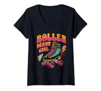 Mujer Roller Derby Girl Indoor Skater Roller Skating Camiseta Cuello V