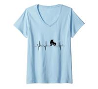 Mujer Roller Derby Heartbeat Heart Line Camiseta Cuello V