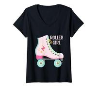 Mujer Roller Girl Skater Patinaje Retro Vintage Mujer 70s 80s 90s Camiseta Cuello V