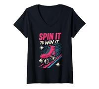 Mujer Roller Rink Crew Retro Skate Disco Vibes Pista Patinaje de vida Camiseta Cuello V