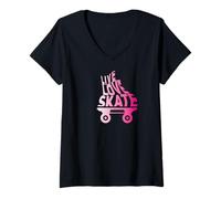 Mujer Rollerskates Love Skate Derby - Patines para niña, Color Rosa Camiseta Cuello V