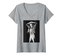 Mujer Rolling Stones en Vivo en Knebworth Mick Jagger 1976 Camiseta Cuello V