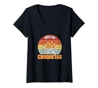 Mujer Rolling with My Croquetas Funny Croqueta Dish Croqueta Fans Camiseta Cuello V