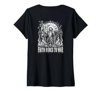 Mujer Rollos de Batalla a la fantasía del Caballero Medieval Camiseta Cuello V