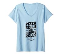 Mujer Rollos de Pizza No Roles de género Humor Divertido Foodie Camiseta Cuello V