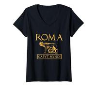 Mujer Roma Caput Mundi Loba Imperio Romano Camiseta Cuello V