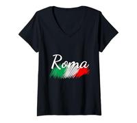 Mujer Roma Italia Bandera Italia Souvenir Regalo a Juego Italiano Camiseta Cuello V