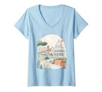 Mujer Roma Italia Coliseo Lugares de interés Viajes Roma Italia Souvenir Camiseta Cuello V