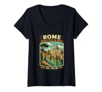 Mujer Roma Italia Viaje Familiar Vacaciones Roma Italia Viajes Camiseta Cuello V