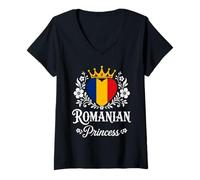 Mujer Romanian Princess Romania Flag Proud Romanian Girl Camiseta Cuello V