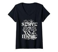 Mujer Romanos 6 Serve Sin No More Versículo de la Biblia Católica Camiseta Cuello V