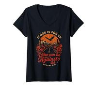 Mujer Romanos 8:31 Quién puede estar en contra de nosotros Fe bíblica Camiseta Cuello V