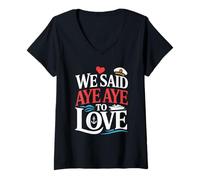 Mujer Romántico Crucero Océano Amor SuRonset Vela Parejas Escape Viaje Camiseta Cuello V