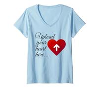 Mujer Romántico Sube tu Corazón Diseño Gráfico Digital para Amantes Camiseta Cuello V
