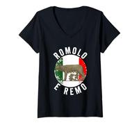 Mujer Romolo E Remo Símbolo Roma Antigua Roma Italia Viajes Camiseta Cuello V