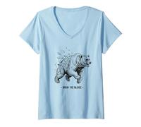 Mujer Rompe el silencio oso geométrico roto patrón símbolo Camiseta Cuello V