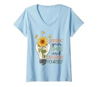 Mujer Rompe Tus límites y supera a ti Mismo Girasol Camiseta Cuello V