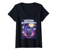 Mujer Rompecabezas de búho autista con meme divertido neurodivergente certificado de los años 90 Camiseta Cuello V