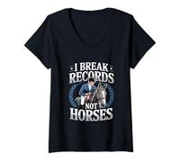 Mujer Rompo récords, no caballos ecuestres Camiseta Cuello V