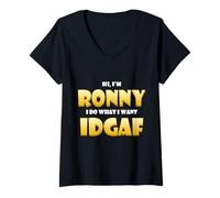 Mujer Ronny Costume Idgaf Meme Personalized First Name Ron Joke Camiseta Cuello V