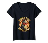 Mujer Rooftop Revolution Urban Farming Gallina Camiseta Cuello V