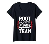 Mujer Root for The Home Team Baseball Game Day Funny Baseball Mom Camiseta Cuello V