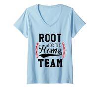 Mujer Root for The Home Team Baseball Mom Funny Baseball Game Day Camiseta Cuello V