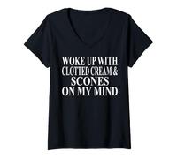 Mujer Ropa Crema coagulada | Lindo diseño Divertido para Amantes de los Bollos Camiseta Cuello V