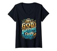 Mujer Ropa Cristiana inspiradora My God is an Awesome God Camiseta Cuello V