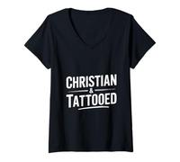 Mujer Ropa Cristiana y Tatuada basada en la fe Camiseta Cuello V