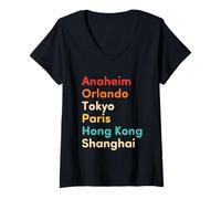 Mujer Ropa de Anaheim Orlando Tokyo Paris Hong Kong Shanghai Camiseta Cuello V
