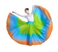 Mujer Ropa de Baile Lírico Estilo Falda Larga de Vuelo Swing Clásico y Moderno Falda Multicolor de Práctica de Danza para Bailes de salón y Festivales con Pantalones Cortos LVazulJBOy M