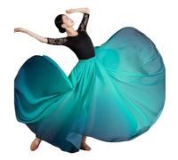 Mujer Ropa de Baile Lírico Estilo Falda Larga de Vuelo Swing Clásico y Moderno Falda Multicolor de Práctica de Danza para Bailes de salón y Festivales con Pantalones Cortos Bhverde L