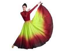 Mujer Ropa de Baile Lírico Estilo Falda Larga de Vuelo Swing Clásico y Moderno Falda Multicolor de Práctica de Danza para Bailes de salón y Festivales con Pantalones Cortos YjbRojoB S